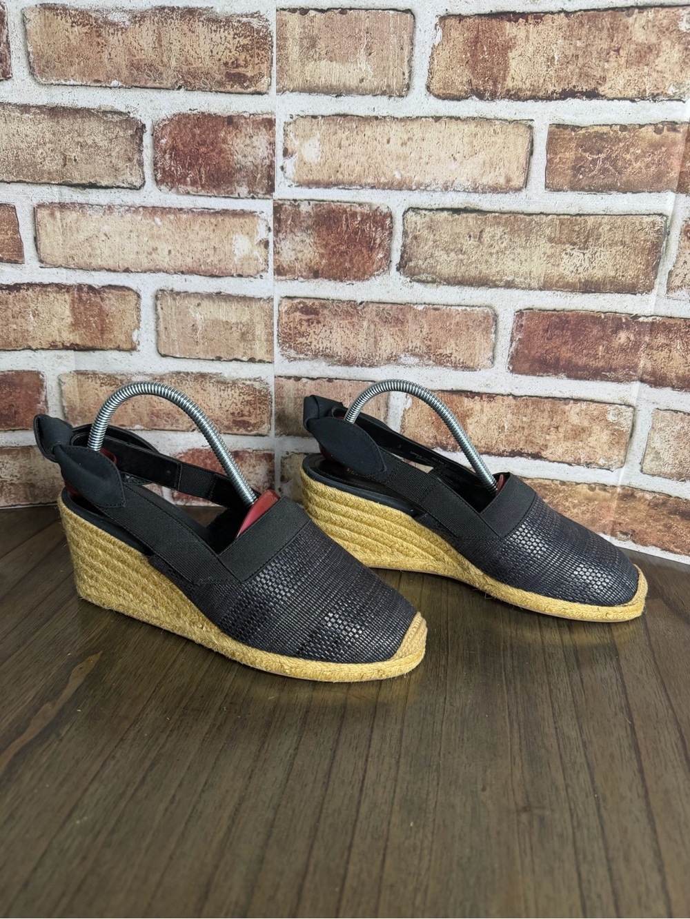 Lauren Ralph Lauren Black Espadrille Wedge Heels US 8.5